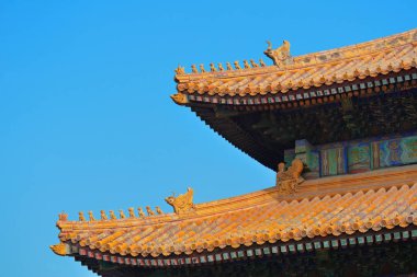 Pagoda çatı yasak şehir Pekin, Çin tarihi mimarlık.