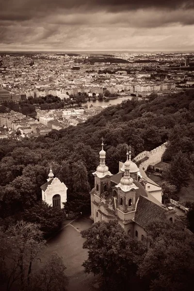 Praag Skyline Rooftop Weergave Met Historische Gebouwen Tsjechië — Stockfoto