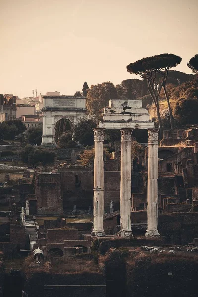 Vue Imprenable Sur Rome Forum Avec Ruines Bâtiments Historiques Italie — Photo