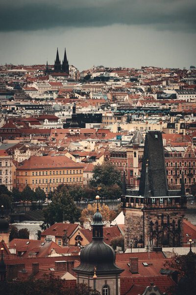Prague skyline rooftop view with historical buildings, Czech Republic