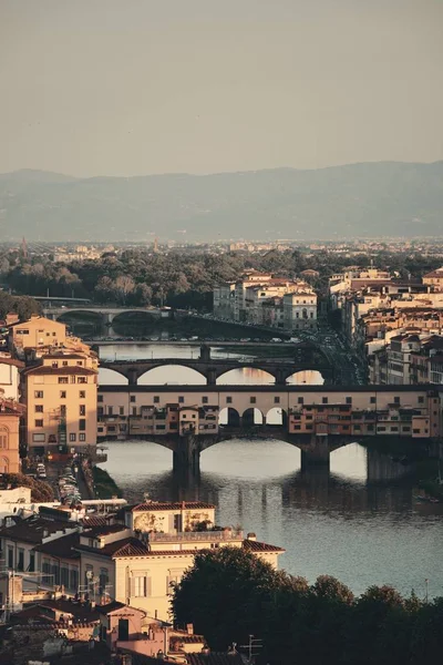 Florencja Panorama Piazzale Michelangelo Ponte Vecchio — Zdjęcie stockowe