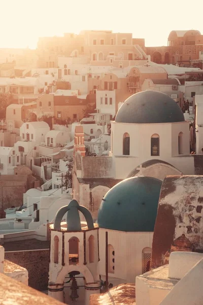 Insel Santorin Mit Blauer Kuppel Griechenland — Stockfoto