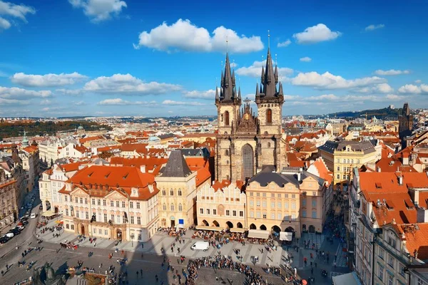 Prager Skyline Dachterrasse Mit Historischen Gebäuden Tschechische Republik — Stockfoto