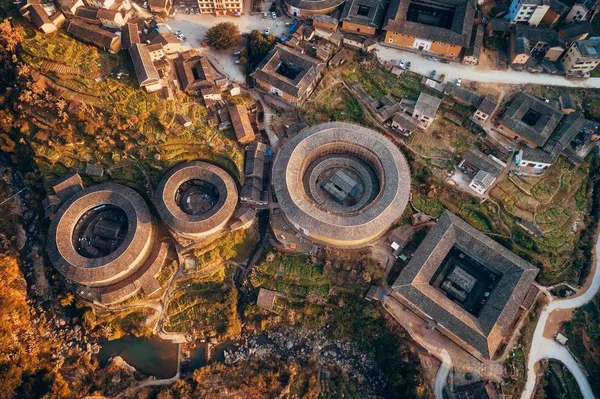 Vue Aérienne Tulou Logements Uniques Hakka Dans Fujian Chine — Photo