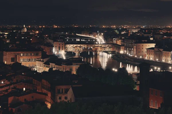 Florence Skyline Vue Piazzale Michelangelo Nuit — Photo
