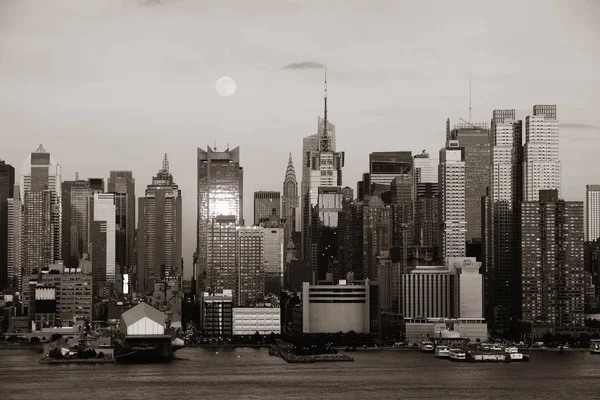 Super Moon Midtown Manhattan Tramonto — Foto Stock