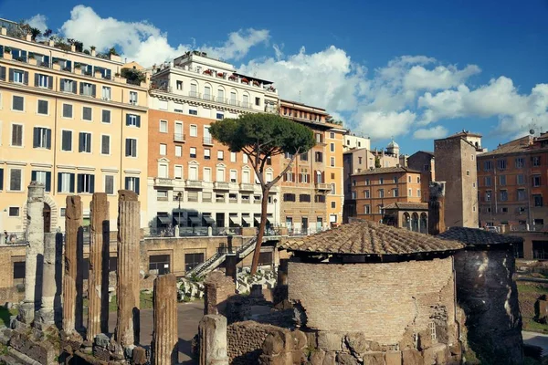 Vista Rua Com Enterros Históricos Ruínas Roma Itália — Fotografia de Stock