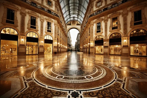 Galleria Vittorio Emanuele Winkelcentrum Interieur Milaan Italië — Stockfoto