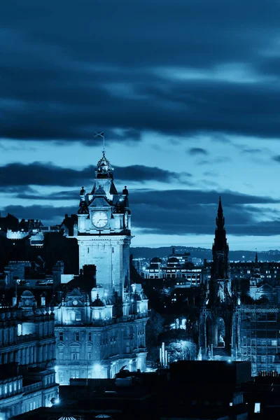 Edimburgo Vista Sulla Città Notte Nel Regno Unito — Foto Stock