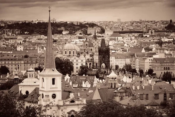 Praag Skyline Rooftop Weergave Met Historische Gebouwen Tsjechië — Stockfoto