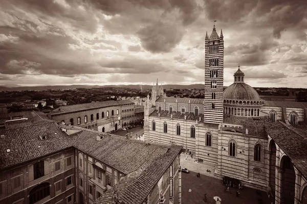 Ville Médiévale Avec Cathédrale Sienne Vue Sur Les Toits Italie — Photo