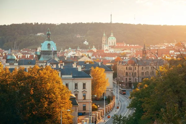 Praga Dachu Panoramę Zabytkowymi Budynkami Republika Czeska — Zdjęcie stockowe