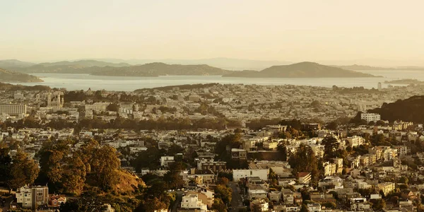 San Francisco Centrum Architektury Oglądane Góry Panorama — Zdjęcie stockowe