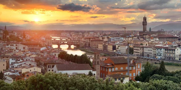 Florencie Panorama Pohled Piazzale Michelangelo Při Západu Slunce — Stock fotografie