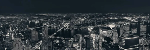 Vista Panorâmica Noturna Telhado Centro Nova York Com Arranha Céus — Fotografia de Stock