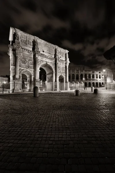 Constantine Colosseum Boltozata Éjszaka Rómában Olaszországban — Stock Fotó