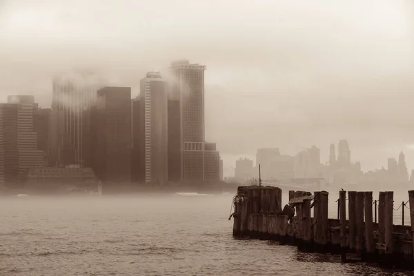 New York Şehir Manzarası Gökdelenler Ile Panoramik Manzaralı — Stok fotoğraf