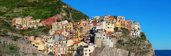 Talya Nın Cinque Terre Kentindeki Manarola Uçurumunda Talyan Tarzı Yerleşik — Stok fotoğraf