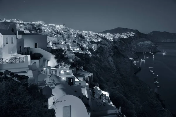 Santorini Skyline Natten Med Byggnader Grekland — Stockfoto