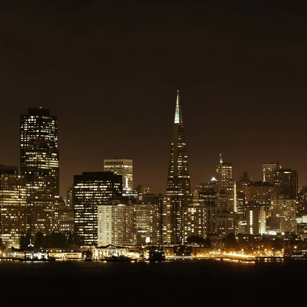 San Francisco Stadens Silhuett Med Stadsbyggnadskonst Natten — Stockfoto