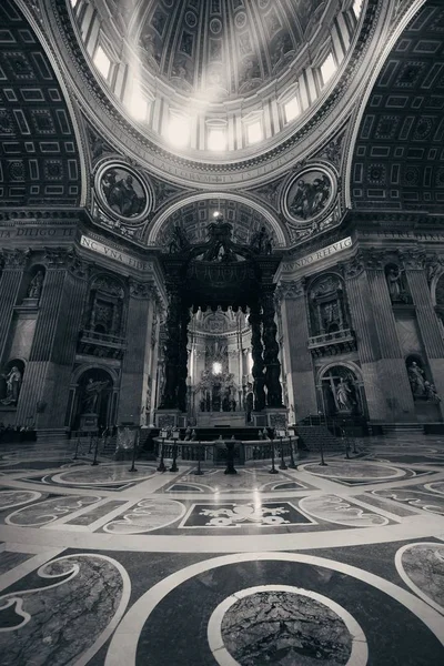 Bazilica Peters Interior Fascicul Lumină Vatican City — Fotografie, imagine de stoc