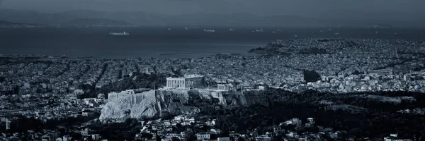 Atina Silueti Akropolis Yunanistan Ile Lykavitos Dağı Ndan Izlendi — Stok fotoğraf