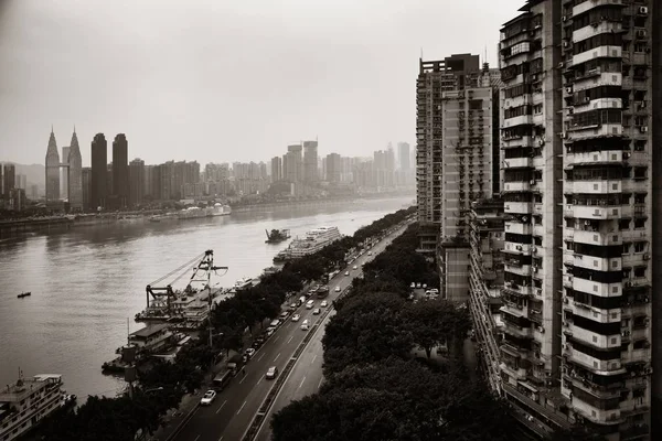 Chongqing Deki Kentsel Binaların Şehir Siluetinin Hava Görüntüsü — Stok fotoğraf