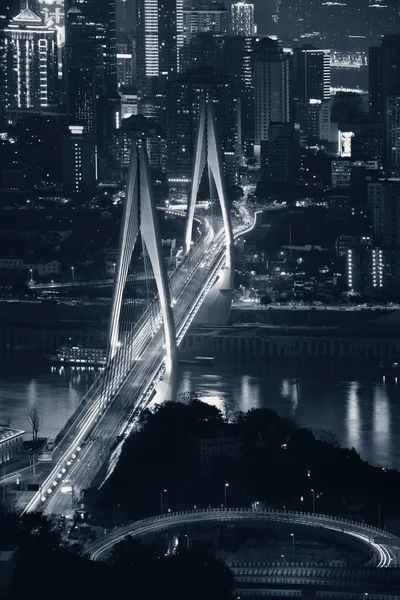 Міст Міська Архітектура Вночі Чунціні Китай — стокове фото