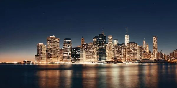 Panoramisch Uitzicht Skyline Van New York Stad Met Wolkenkrabbers — Stockfoto