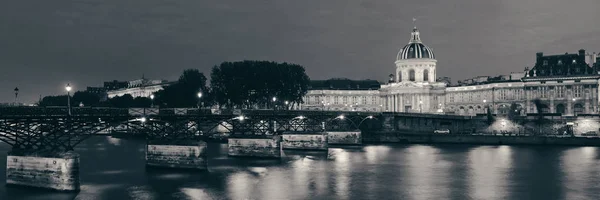 Senna Con Pont Des Arts Institut France Panorama Notte Parigi — Foto Stock