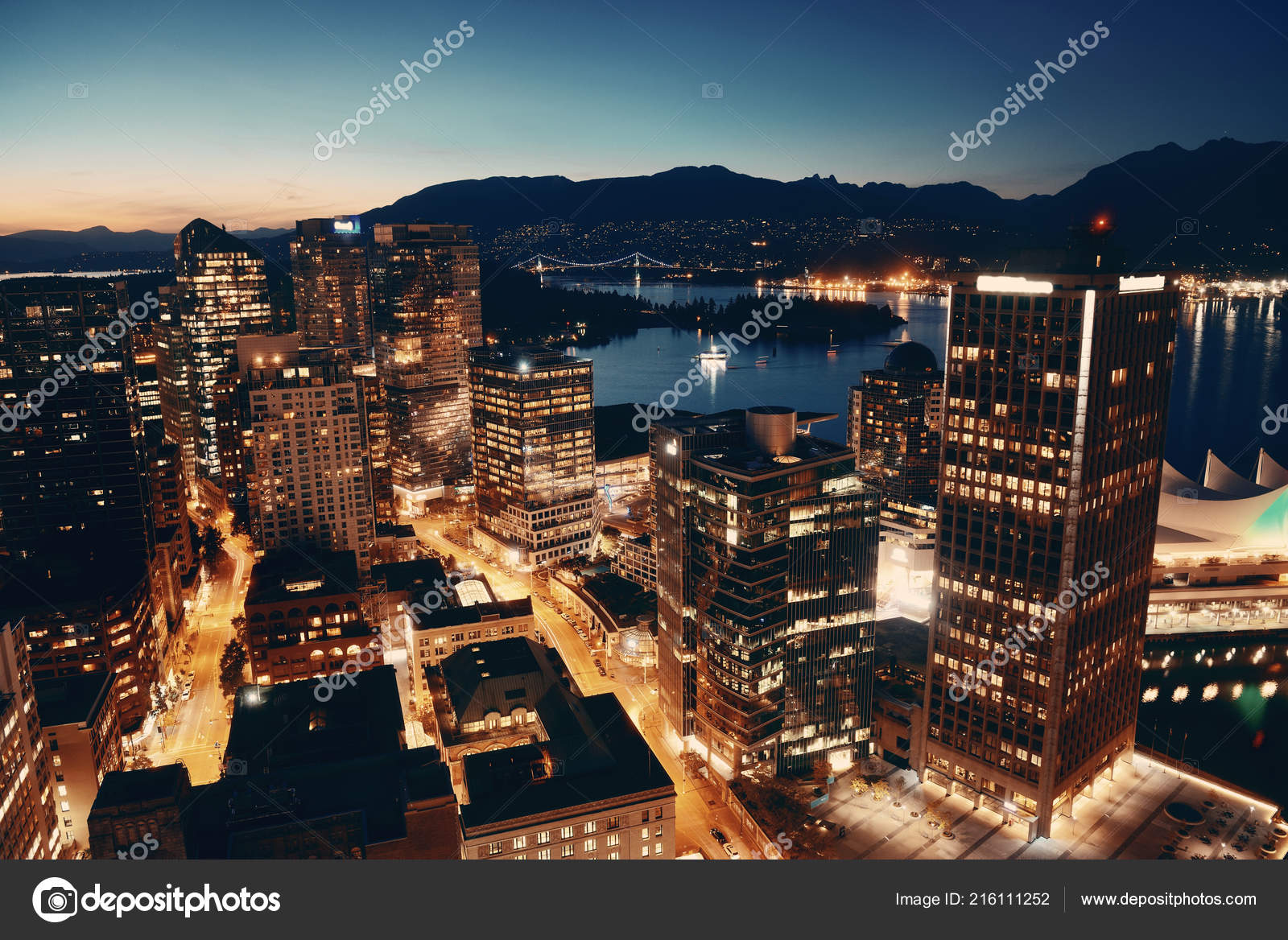 Vancouver Rooftop View Urban Architecture Dusk Stock Photo by ©rabbit75