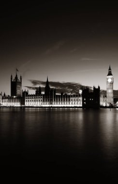Büyük Ben ve Parlamento Londra 'daki Alacakaranlık Panoraması' nda..