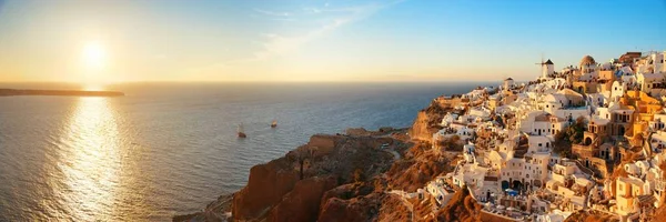 Santorini Skyline Tramonto Con Edifici Grecia — Foto Stock