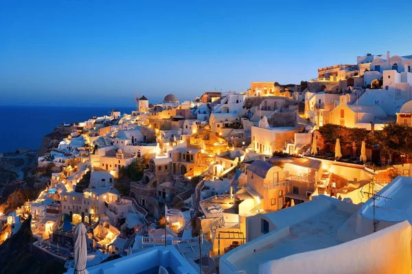 Santorini Skyline Por Noche Con Edificios Grecia —  Fotos de Stock