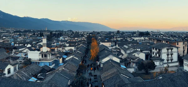 Dali Vue Sur Toit Vieille Ville Coucher Soleil Yunnan Chine — Photo