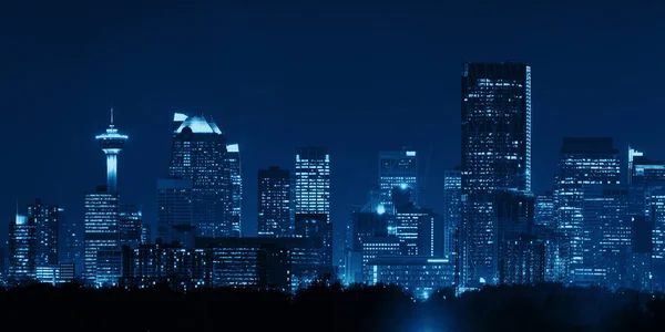 Calgary Downtown Panorama Night Alberta Canada — Stock Photo, Image