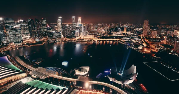 Singapore Marina Bay View Rooftop View Urban Skyscrapers Night — стоковое фото