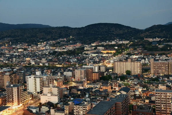 Quioto Vista Para Telhado Cidade Noite Cima Japão — Fotografia de Stock