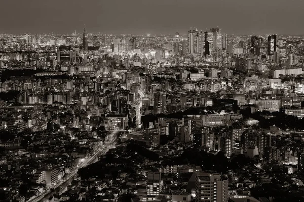 到了晚上 日本东京城市摩天大楼天际线屋顶景观 — 图库照片