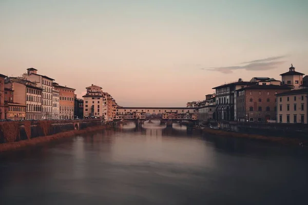 Vista Panorámica Del Ponte Vecchio Sobre Río Arno Florencia Italia — Foto de Stock