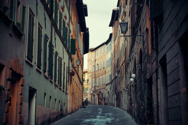 Gatuvy Över Gamla Gata Med Gamla Byggnader Siena Italien — Stockfoto