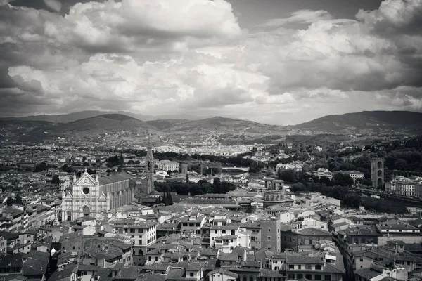 Ciudad Skyline Florencia Vista Azotea Italia Blanco Negro — Foto de Stock