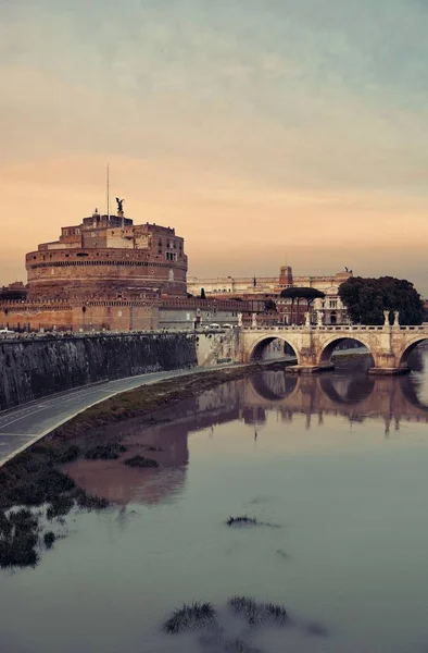 Castel Sant Angelo Włoszech Rzym Most Przez Rzekę Tyber — Zdjęcie stockowe