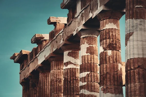 Atina Yunanistan Columns Görünümü Akropolis Tarihi Kalıntıları — Stok fotoğraf