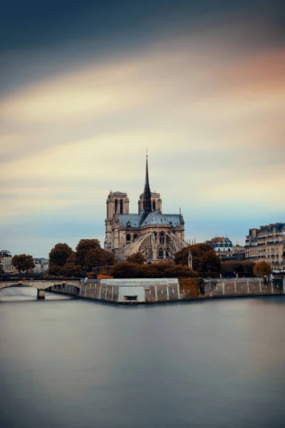 Vista París Con Catedral Notre Dame Sobre Río Sena — Foto de Stock