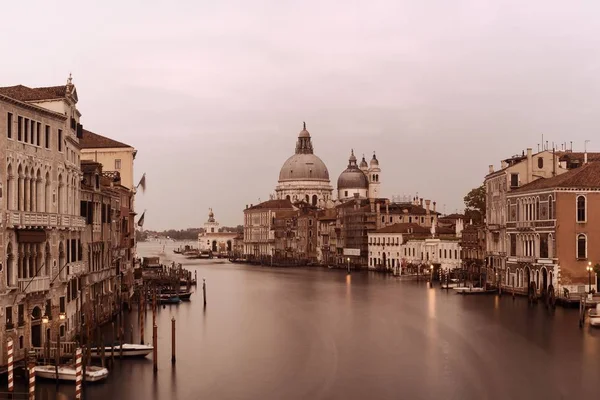 Venedig Kirche Santa Maria Della Salute Und Kanal Mit Langer — Stockfoto