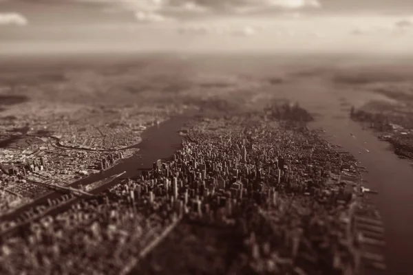 Panoramisch Uitzicht Skyline Van New York Stad Met Wolkenkrabbers — Stockfoto