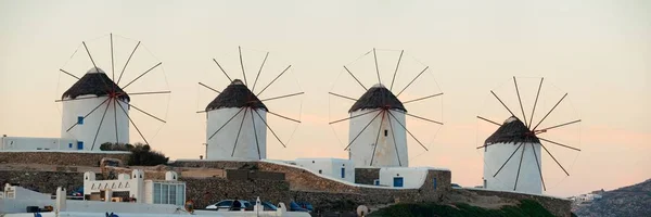 Vue Panoramique Des Moulins Vent Île Mykonos Grèce — Photo