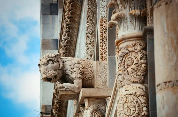 Скульптура Красивыми Деталями Пизе Пьяцца Деи Мираколи Италии — стоковое фото