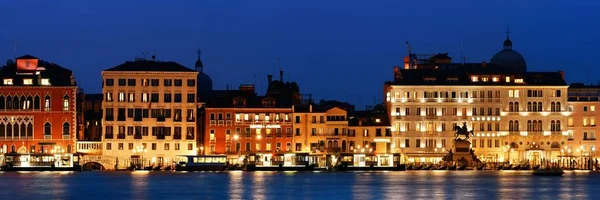 Skyline Venezia Notte Con Panorama Architettura Storica Italia — Foto Stock